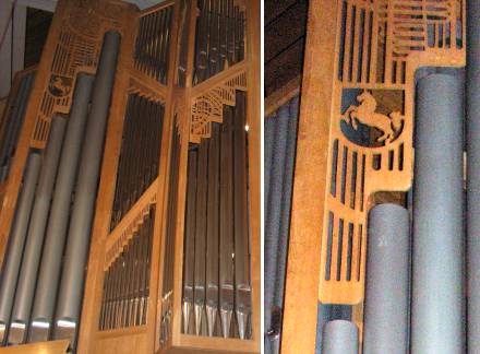 Landeswappen im Orgelprospekt der Lobback-Orgel