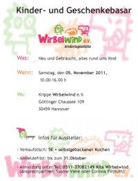 Krippe Wirbelwind: Kinder- und Geschenkebasar