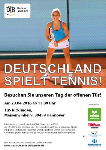 Tag der offenen Tür am 23.04.2016 TuS Ricklingen Tennis: Tag der offenen Tür am 23.04.2016