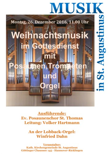 Festliche Weihnachtsmusik für Bläser und Orgel im Gottesdienst