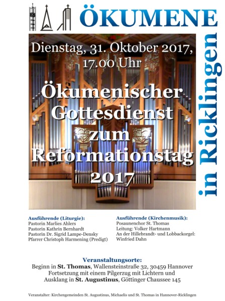 Ökumenischer Gottesdienst am Reformationstag in Ricklingen
