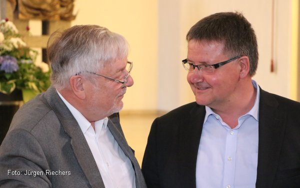 Winfried Dahn und Andreas Markurth beim Talk am Turm (v.l. / Foto: Jürgen Riechers)