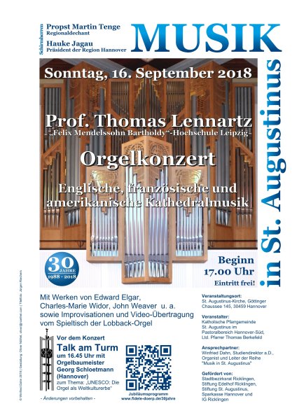 Prof. Thomas Lennartz, Leipzig - Orgelkonzert: Englische, französische und amerikanische Kathedralmusik