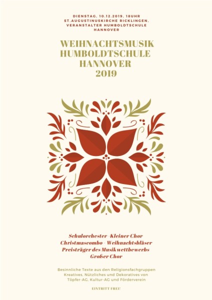 Traditionelle Weihnachtsmusik der Humboldtschule in St.  Augustinus am 10. Dezember 2019